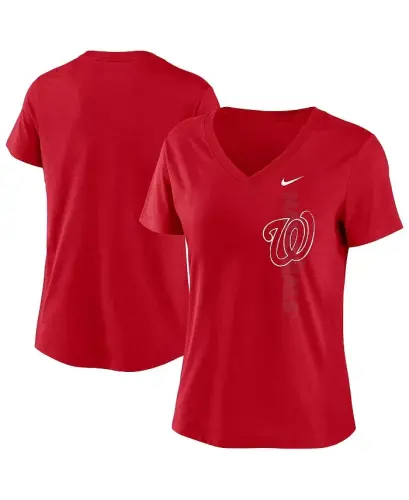 Women's Red Washington Nationals Local Team Tri-Blend V-Neck T-Shirt - Red - 1