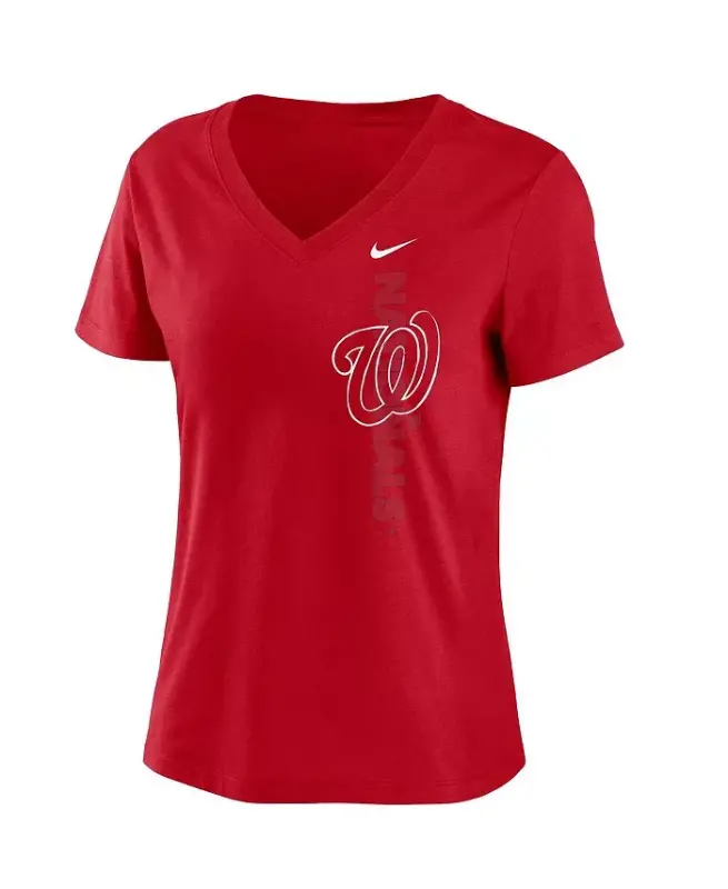 Women's Red Washington Nationals Local Team Tri-Blend V-Neck T-Shirt - Red - 2