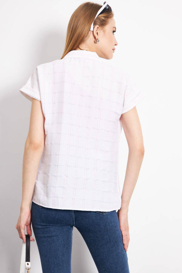 Women's Red-White Striped Short Sleeve Shirt ARM-24 - 4