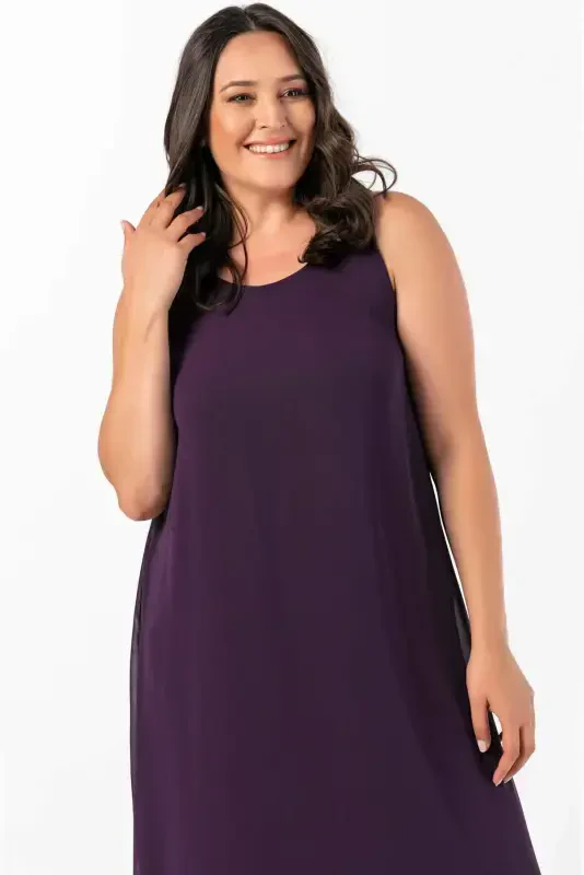 Women's Relaxed Fit Chiffon Dress KL3066 Purple - 3