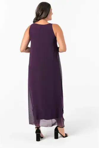 Women's Relaxed Fit Chiffon Dress KL3066 Purple - 4
