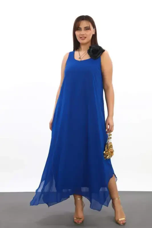 Women's Relaxed Fit Chiffon Dress KL3066 SAX - 2