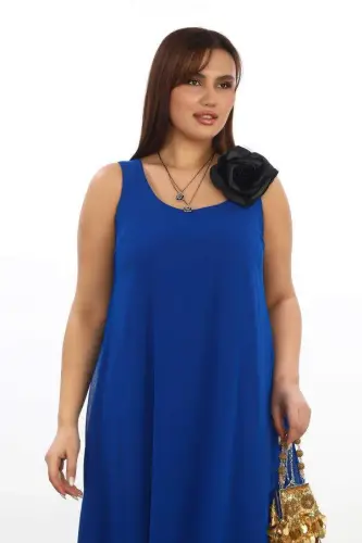 Women's Relaxed Fit Chiffon Dress KL3066 SAX - 4