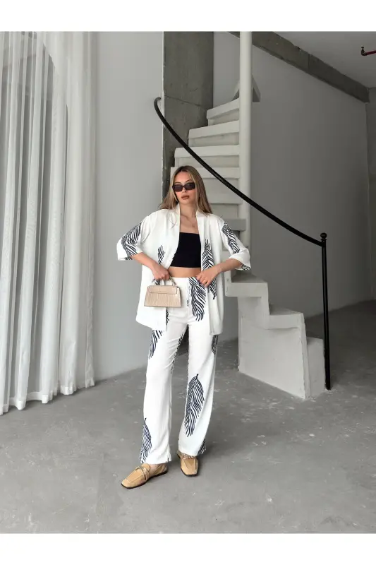 Women's Relaxed Fit Kimono Set-Black - AFROGİYİM