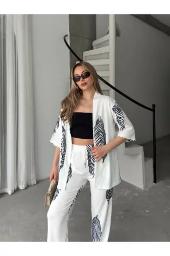 Women's Relaxed Fit Kimono Set-Black - 3