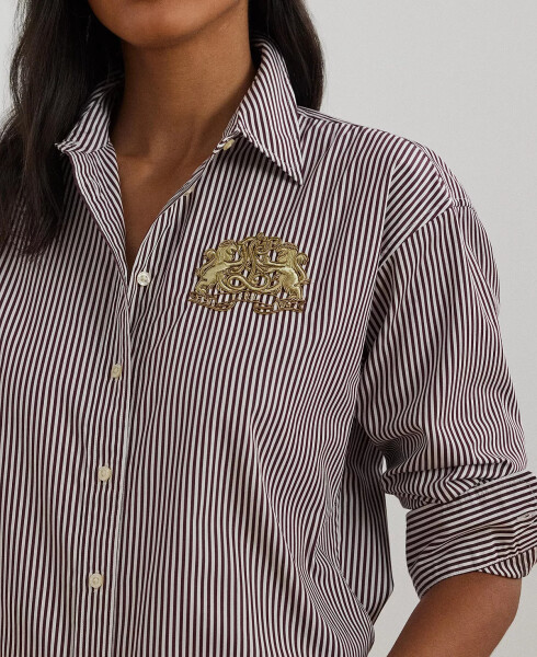 Women's Relaxed-Fit Striped Broadcloth Shirt Pinot Noir/White - 3