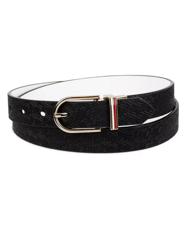 Women's Reversible Dress Casual Belt-White, Black - 2