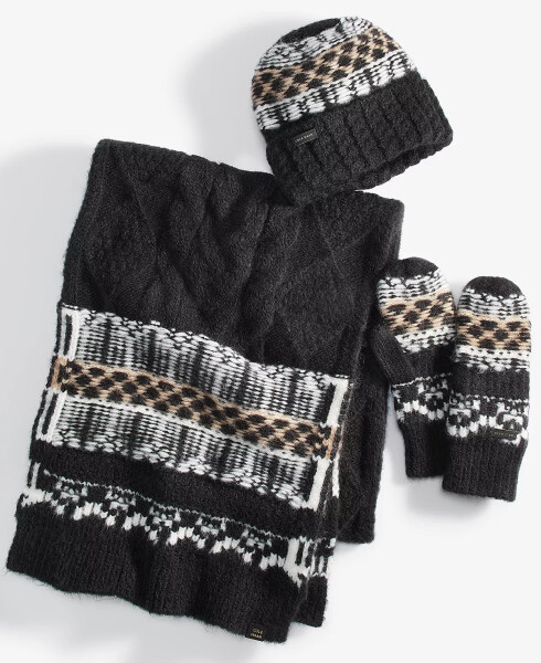 Women's Reversible Fair Isle Mittens Black Multi - 2