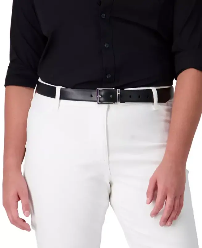 Women's Reversible Leather Pant Belt - Black/brown - 6