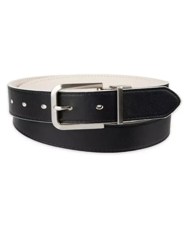 Women's Reversible Modern Dress Belt-Bone/black - 2