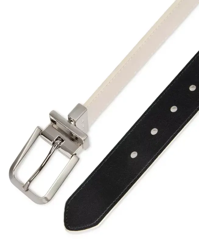 Women's Reversible Modern Dress Belt-Bone/black - 4