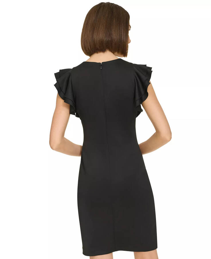 Women's Rhinestone-Trim Flutter-Sleeve Dress Black - 4