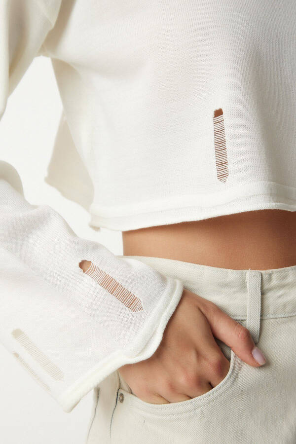 Women's Ribbed Knit Crop Sweater Kİ0009 - 4