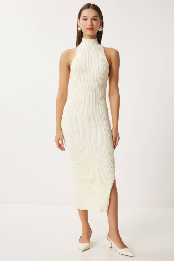 Women's Ribbed Knit Dress with Open Shoulder FN03424 - 1