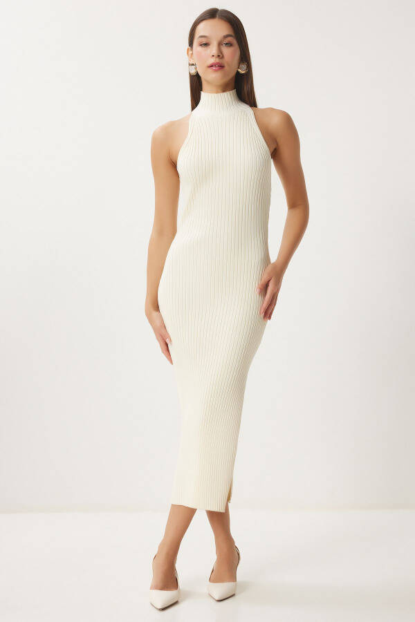 Women's Ribbed Knit Dress with Open Shoulder FN03424 - 2