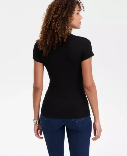 Women's Ribbed Scoop-Neck Top, Exclusively at Modazone-Deep Black - 2