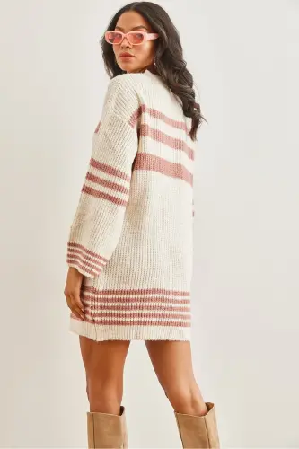 Women's Rose Gold Line Detailed Soft Textured Knit - 3