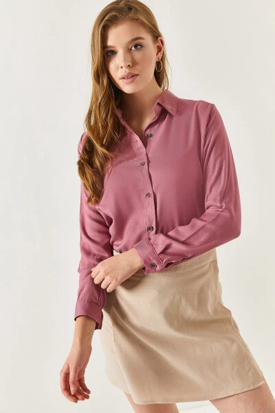 Women's Rose Long Sleeve Plain Shirt ARM-18Y001176 - ARMONIKA