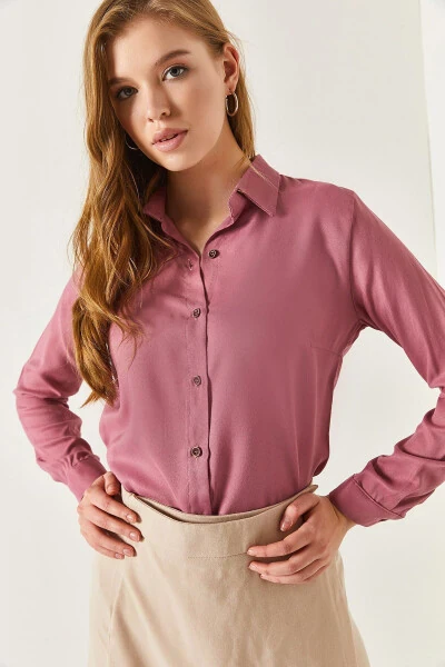 Women's Rose Long Sleeve Plain Shirt ARM-18Y001176 - ARMONIKA (1)