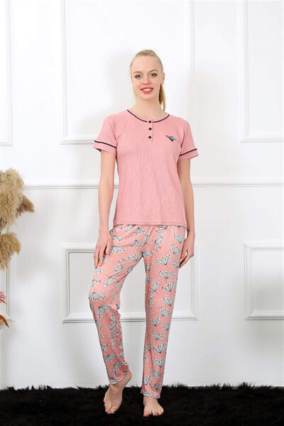 Women's Rose Short Sleeve Pajama Set 20388 - 5