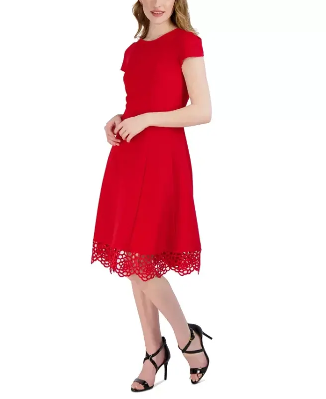 Women's Round-Neck Sleeveless Fit & Flare Dress - 3