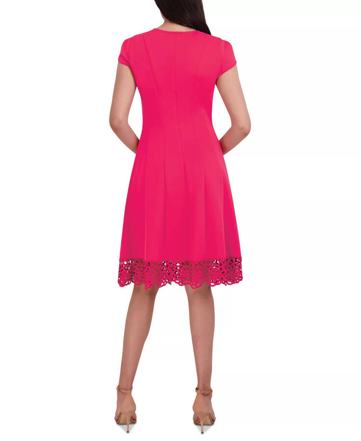 Women's Round-Neck Sleeveless Fit & Flare Dress Dark Pink - 2