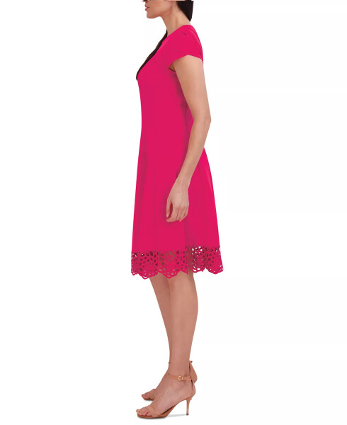 Women's Round-Neck Sleeveless Fit & Flare Dress Dark Pink - 3