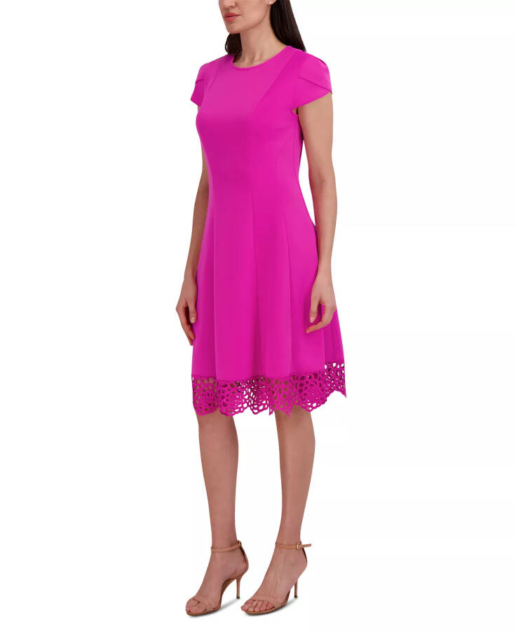 Women's Round-Neck Sleeveless Fit & Flare Dress Fuchsia - 3