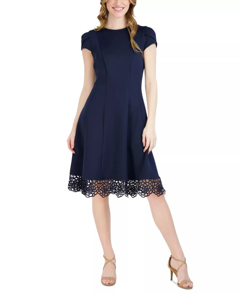 Women's Round-Neck Sleeveless Fit & Flare Dress Navy - 1