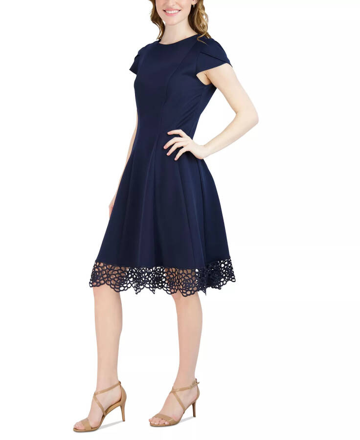 Women's Round-Neck Sleeveless Fit & Flare Dress Navy - 3