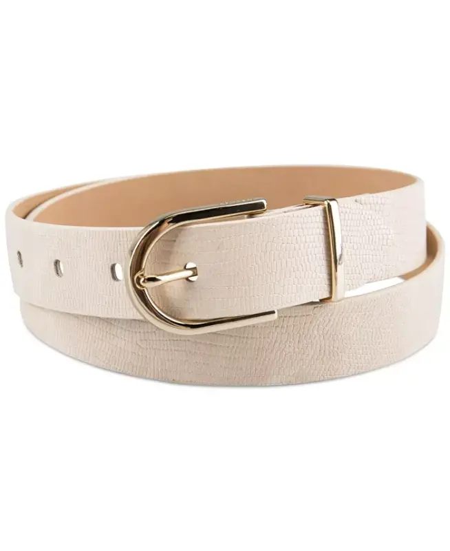 Women's Rounded Buckle Trouser Pant Dress Belt - CALVIN KLEIN