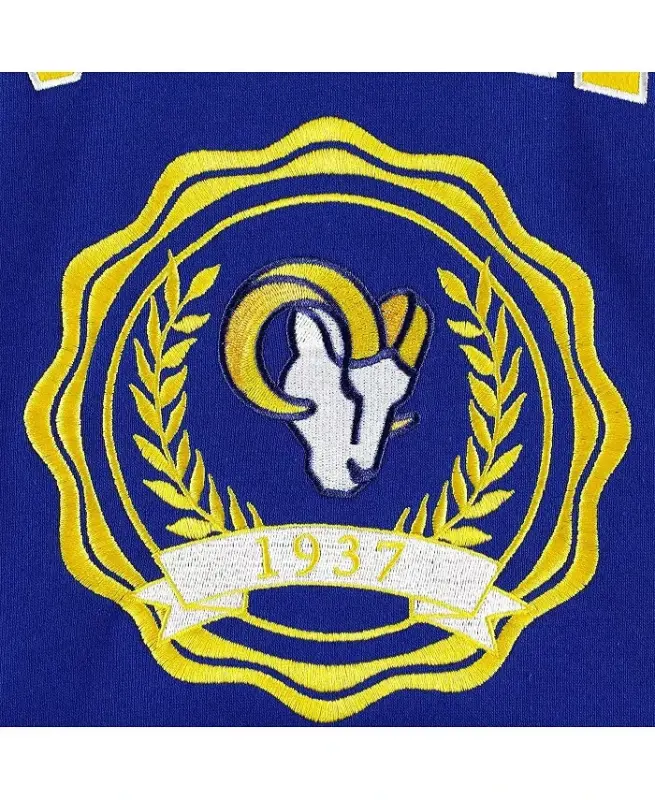 Women's Royal Los Angeles Rams Becca Drop Shoulder Pullover Hoodie-Royal - 2