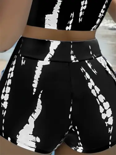 Women's Ruched Detail Strappy Crop Mini Leggings Two-Piece Set - 3