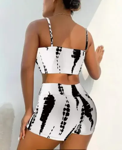 Women's Ruched Detail Tank Top & Mini Legging Set - BÜYÜKBEDENIZ (1)