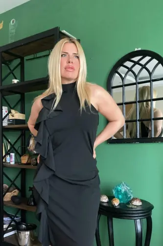 Women's Ruffle Front Halter Neck Plus Size Maxi Dress GLS529 - 3