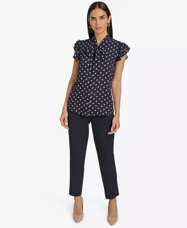 Women's Ruffle-Sleeve Bow Blouse - 4