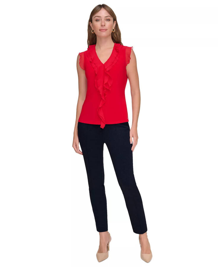 Women's Ruffled Mixed-Media Top - 4