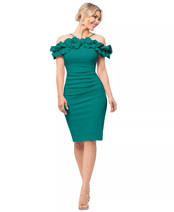 Women's Ruffled Off-The-Shoulder Sheath Dress Green - 5