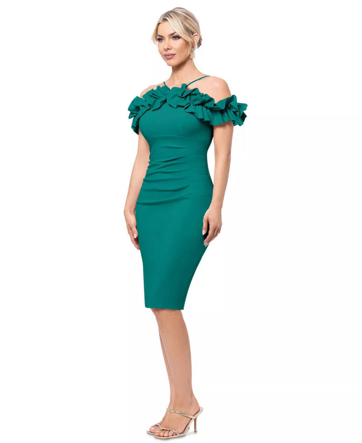 Women's Ruffled Off-The-Shoulder Sheath Dress Green - 7