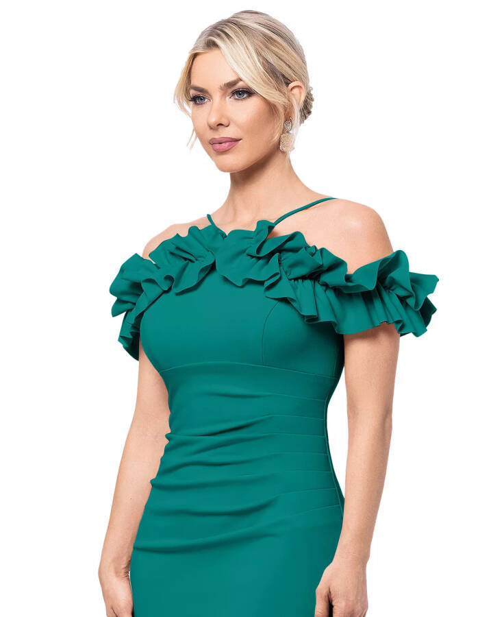 Women's Ruffled Off-The-Shoulder Sheath Dress Green - 8