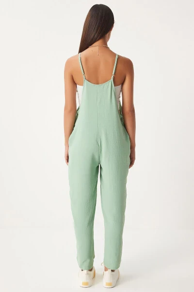 Women's Sage Green Pocket Gardener Dungarees DD00910 - 3
