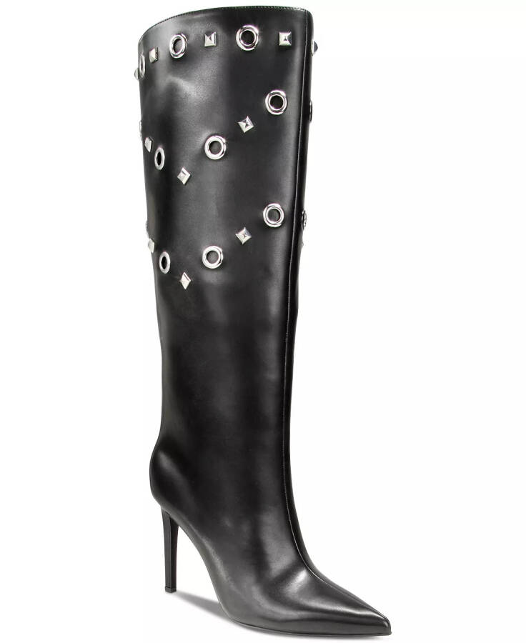 Women's Saiqa Grommet Knee High Boots, Created for Modazone Black Smooth - 1