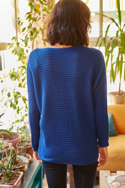 Women's Saks Blue Thessaloniki Loose Knit Sweater KZK-19000051 - 7