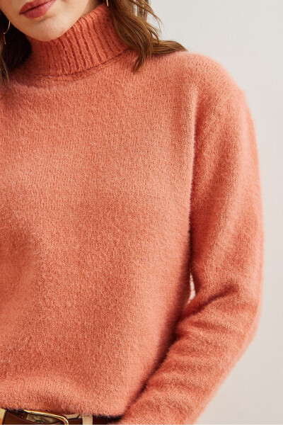 Women's Salmon Fisherman Neck Soft Textured Beard Knit Sweater KZK-19000861 - 4