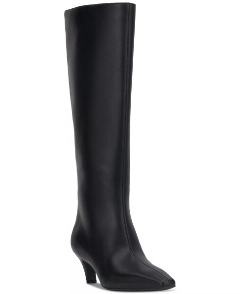 Women's Sameya Extra Wide-Calf Mid-Heel Boots, Created for Modazone Black Smooth Extra Wide Calf - 1