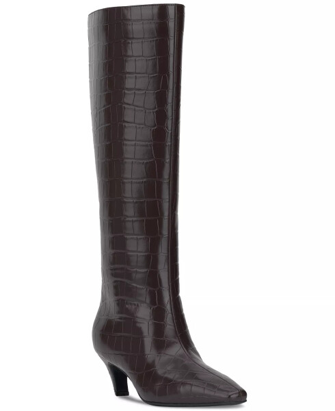 Women's Sameya Mid-Heel Knee High Boots, Created for Modazone Brown Croc - 1