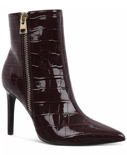 Women's Sarishaa Zip Booties, Created for Modazone Burgundy Croc - 1