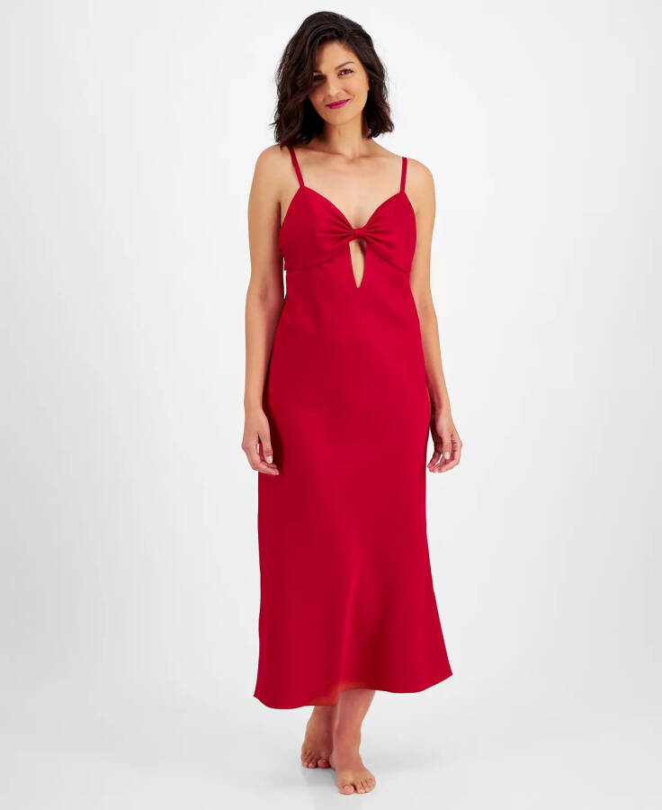 Women's Satin Bow Nightgown, Created for Modazone Crimson Leaf - 1