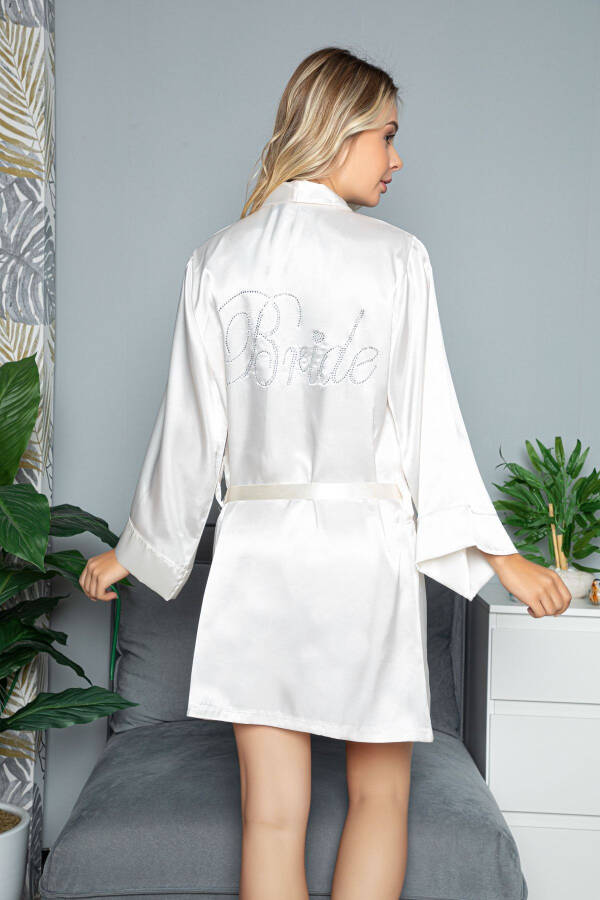 Women's Satin Bride Embroidered Bridal Robe - 1