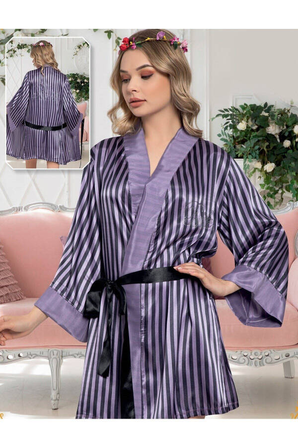 Women's Satin Bride Embroidered Bridal Robe - 1